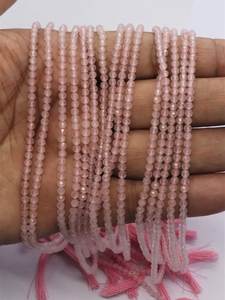 ลูกปัดโรสควอตซ์ทรงรอนเดลเหลี่ยมเพชรพลอยขนาด 3 มม. ลูกปัดพลอยโรสควอตซ์ขนาด 13 นิ้ว ลูกปัดโรสควอตซ์ทรงรอนเดลเหลี่ยมเพชรพลอยขนาดเล็กเป็นเส้น - Product Image 6