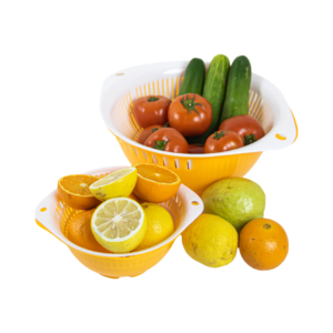 Eco-Friendly <b>Plastic</b> Basin and Strainer <b>Basket</b> Set Kitchen Vegetable Fruit Washing Bowl and Colander Set - Product Image 4