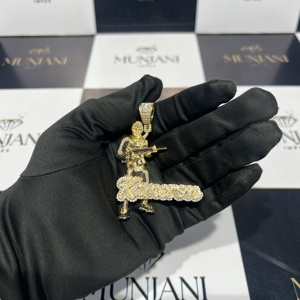 Men's Unique Style Hip Hop Gold Plated Custom 925 Sterling Silver Brilliant Cut Diamond IGI Certified Party <b>Name</b> Charm Pendants - Product Image 1