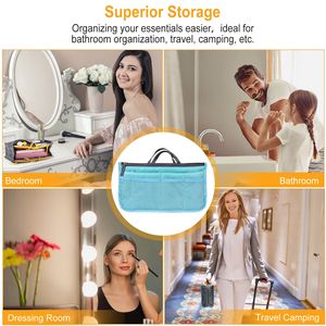 Borsa da viaggio per articoli da toeletta da donna con tracolla, organizer da insertyre nella borsa e custodia per trucchi - Product Image 3