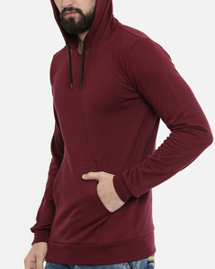 Men's <b>Brown</b> Hooded Fleece Pullover Sweatshirt Regular Fit Casual Long Sleeve Solid Color Pocket Design Autumn Wear - Product Image 3