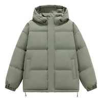 Veste matelassée à capuche unisexe en polyester, chaude et isolante pour l'hiver, avec fermeture éclair, couleur unie, coupe décontractée, pour hommes et femmes