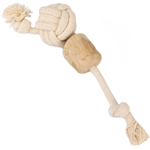 Coffee wood with jute <b>rope</b> interactive playing pet toy dog chewing bone degradable organic natural wood pet toy teething stick - Product Image 2