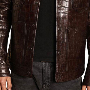 Veste en cuir de crocodile de luxe pour homme, douce, durable, élégante, décontractée, pour l'hiver, style motard - Product Image 2