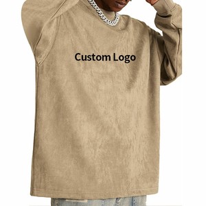 Camiseta de Manga Larga con Cuello Redondo, Oversize, de Algodón Jersey para Hombre, Color Sólido, con Logotipo Personalizado en la Parte Delantera, Estilo Urbano, Venta al Por Mayor OEM - Product Image 1