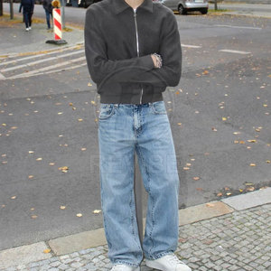 2026 Best Selling Men's Casual Straight 100% Cotton Lightweight Baggy <b>Jeans</b> Pant with Custom Logo Eco-Friendly & Breathable - Product Image 3