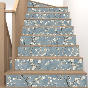 Carta da Parati Floreale Blu Boho Adesiva 44,2 cm x 300 cm Rami in Fiore e Fiori Bianchi Carta Adesiva Rimovibile con Foglie di Alberi - Product Image 2