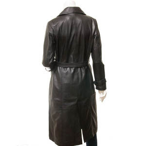 Gabardina Transpirable para Mujer, Cuello Camisero, Manga Larga, Cintura Ajustada con Cordones, Corte Entallado, Casual, de Cuero, con Cierre de Cinturón para Invierno - Product Image 2