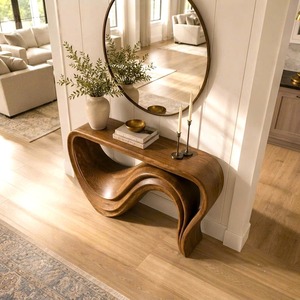 Table console en bois artisanale Luxali, une œuvre maîtresse de la maison de campagne moderne, soigneusement fabriquée à la main à partir de bois massif naturel de Monkey Pod. - Product Image 3