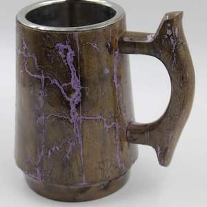 Solid Wooden Handmade Rustic Beer Mug with HANDGRIP <b>Reusable</b> & Eco-Friendly Dishwasher Safe - Product Image 1