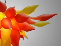 Lustre élégant en verre soufflé à la main mat Orange jaune amérique style luminaire suspendu pour chambre à coucher salon
