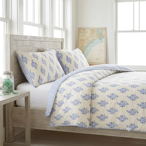 Couette réversible en coton RIDHI faite à la main avec rayures inversées, idéale pour un cadeau de Thanksgiving, facile à laver en machine - Product Image 1