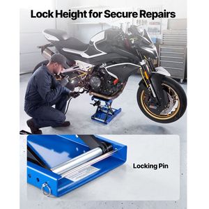 Sollevatore a Forbice per Moto da 1100 Libbre con Piattaforma Larga e Perno di Bloccaggio 3.74" x 13.38" - Cavalletto a Manovella in Acciaio per Sollevamento Centrale - Product Image 5