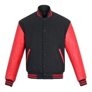 Vêtement unisexe tendance, style streetwear, avec patchwork géométrique et dessin animé, col montant, capuche, corps en laine, manches rouges, haute qualité, OEM/ODM disponible - Product Image 1