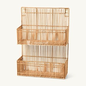 Organizador de Pared Simple de Primera Calidad, Estante de Pared Multifuncional de Dos Niveles de Ratán Sostenible de Lujo, Estante de Almacenamiento para Especias de Cocina - Product Image 1