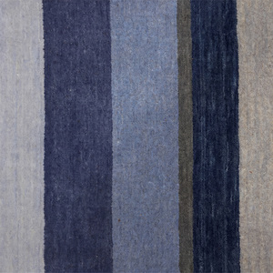 Tapis en laine texturée unie bleu gris ivoire, moderne, tufté à la main, écologique, antidérapant, pour salon et chambre à coucher - Product Image 4
