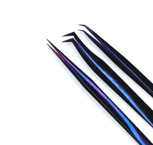 Pince à épiler violette pour technique d'isolation des cils, en acier inoxydable, pointue - Product Image 1