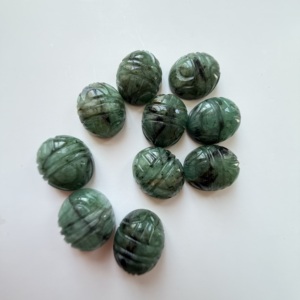 Émeraudes vertes naturelles TFH, pièces sculptées pour la création de bijoux, forme ovale 12x10 MM, possibilité de créer plusieurs tailles - Product Image 1