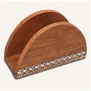 Porte-serviettes en bois massif fait main avec incrustation florale, support décoratif pour serviettes de table pour la maison, l'hôtel et la restauration - Product Image 2