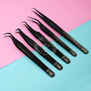 Pinzas de volumen recto con punta de fibra de extensión de pestañas de etiqueta privada 45 pinzas de punta de gancho de 90 grados pinzas de aislamiento de extensión de pestañas - Product Image 5