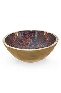 Stylish Wooden Enamel Printed Serving Bowl For Salad Fruits & Soup <b>Dinnerware</b> High Quality Modern Serving Bowl For Kitchenware - Product Image 2