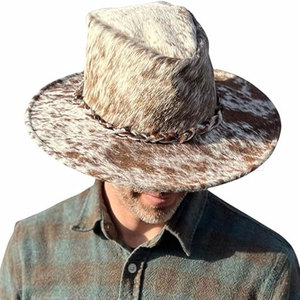 Leather Cowboy <b>Hat</b> Rugged <b>Western</b> Style Durable Leather Construction Outdoor Riding And Travel Use - Product Image 4