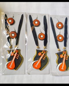 AMULYAM OVERSEAS Handmade Indian Bohemian Terracotta Flower Shape Women's Jewelry <b>Set</b> Colorful Design Necklace Strand | Ethnic - Product Image 3