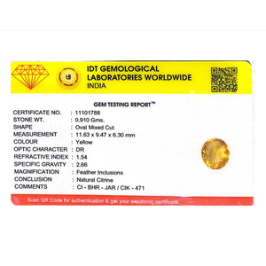 Natural Yellow Cat's Eye Citrine Loose Gemstone-4.55 Carat Excellent Cut Certified Wholesale - Product Image 4