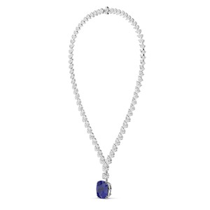 Collier ras du cou exquis en diamant bleu émeraude taillé en forme de poire, 17 pouces - Product Image 5