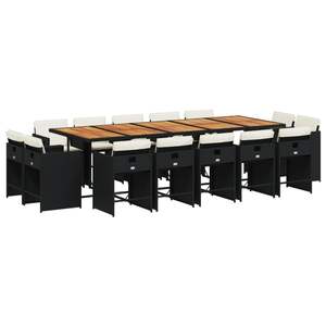 Set da 14 Pezzi per Sala da Pranzo da Esterno/Giardino, Nero e Bianco Crema - Product Image 2