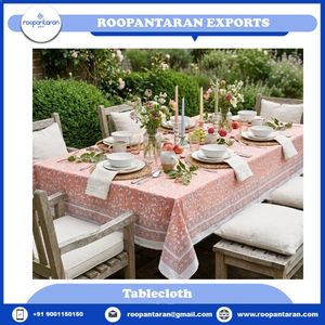 Direct Factory Sale Rectangular Handcrafted Block Printed Cotton 180x340 cms <b>Tablecloths</b> Elegant and Perfect for Decor - Product Image 6