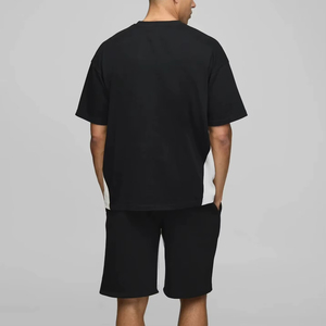 Men Summer Polyester/Cotton Knitted Short Set Custom Logo <b>Windproof</b> Breathable Quick Dry Two Piece Casual Outfit Gym Sportswear - Product Image 6