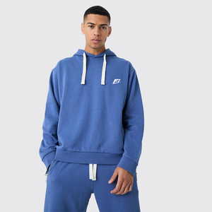 Sudaderas con capucha de invierno para hombre, 100% algodón, con logotipo personalizado, con cremallera, cordones gruesos, bordadas, estilo vintage, OEM - Product Image 1