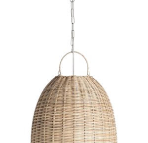 Lámpara Colgante de Ratán Ecológica de Estilo Bohemio, Fabricada por Artesanos, con Pantalla Cilíndrica Alta, para Dormitorio u Hotel - Product Image 4