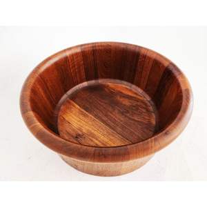 Tazón Redondo de Madera de Acacia Rústica, Hecho a Mano, para Ensaladas, Bocadillos o Decoración en la Cocina y la Mesa de Comedor - Product Image 3