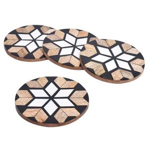 Wooden MDF Resin Tea & Coffee Coaster Set | Handmade Eco-Friendly Oven Safe Decorative <b>Table</b> <b>Protector</b> for Party Use | OEM ODM - Product Image 1