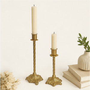 Vintage Brass <b>Candlestick</b> <b>Holder</b> Set with Twisted Stem Design Gold Taper Candle Stand for Wedding Centerpieces and Home Decor - Product Image 6