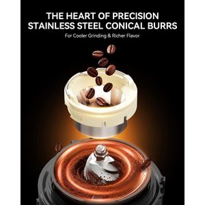 Macinacaffè Manuale per Uso Domestico con 48 Impostazioni di Macinatura Precise, Macinino per Chicchi con Imbuto Antistatico Rimovibile e Supporto - Product Image 5