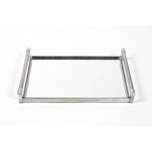 Plateau décoratif rectangulaire en métal de style moderne, design minimaliste, pièce unique avec poignée fonctionnelle - Product Image 3