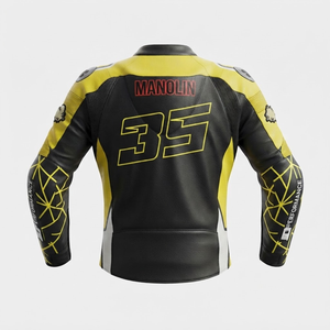 เสื้อแจ็คเก็ตมอเตอร์ไซค์หนังแท้สำหรับผู้ชาย ยี่ห้อ Ramaha ผลิตจากหนังวัว/หนังจิงโจ้ คุณภาพพรีเมียม สำหรับนักขี่มอเตอร์ไซค์ มาตรฐาน CE - Product Image 2