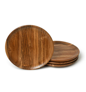 Assiettes en bois rustiques 4 pièces, 25 cm, en bois massif, robustes, pour dîner et pizza, fournisseur en gros - Product Image 6