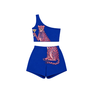 Traje de Baño de Mujer con Cuentas y Patrón de Rayas, Bordado de Pájaro Tucán, Tela de Algodón/Spandex, Conjunto de Traje de Baño de Alta Calidad - Product Image 2