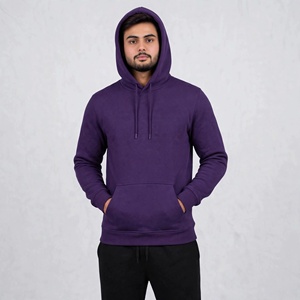 High Quality for <b>Hooded</b> <b>Fleece</b> Hoodies Regular Fit Solid Color Casual Pullover Front Pocket 100% Cotton Winter Wear Unisex - Product Image 3