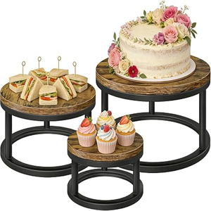 3 Pcs Buffet <b>Risers</b> Wood Round Food <b>Riser</b> Dessert <b>Table</b> Display Stand Set for Party Wood Cupcake Stand Cake Stand - Product Image 6