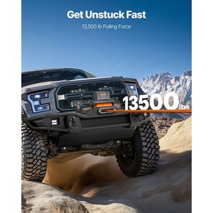 13500 Lbs Electric Winch <b>12V</b> <b>DC</b> 92 ft Synthetic Rope Wireless Wired Remote Control IP67 Waterproof for Truck Off-Road SUV Boat - Product Image 2