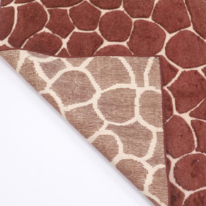 Tapis DECORDEC en laine marron terre cuite à motif galets ivoire, écologique, antidérapant, tufté à la main, à poils épais, moderne, pour salon - Product Image 5