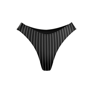 Tangas sexys para mujer, de tela no tejida, con elastano, a rayas blancas y negras, de talle medio, con logo en la cintura, de secado rápido y transpirables. - Product Image 3