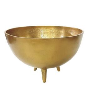 Cuenco decorativo de latón con acabado artesanal para centros de mesa, almacenamiento y uso como adorno moderno para el hogar. - Product Image 1