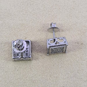Round Cut Natural Diamond Square Ladies <b>Stud</b> <b>Earrings</b> Womens 0.65 Cttw 925 Sterling <b>Silver</b> Prong <b>Set</b> Trendy Wholesale Jewelry - Product Image 2