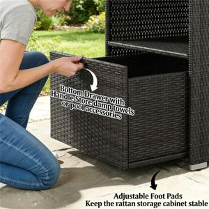 Portasciugamani e Armadietto Marrone Scuro per Piscina con Ripiano per Organizzare gli Accessori della Piscina - Product Image 4